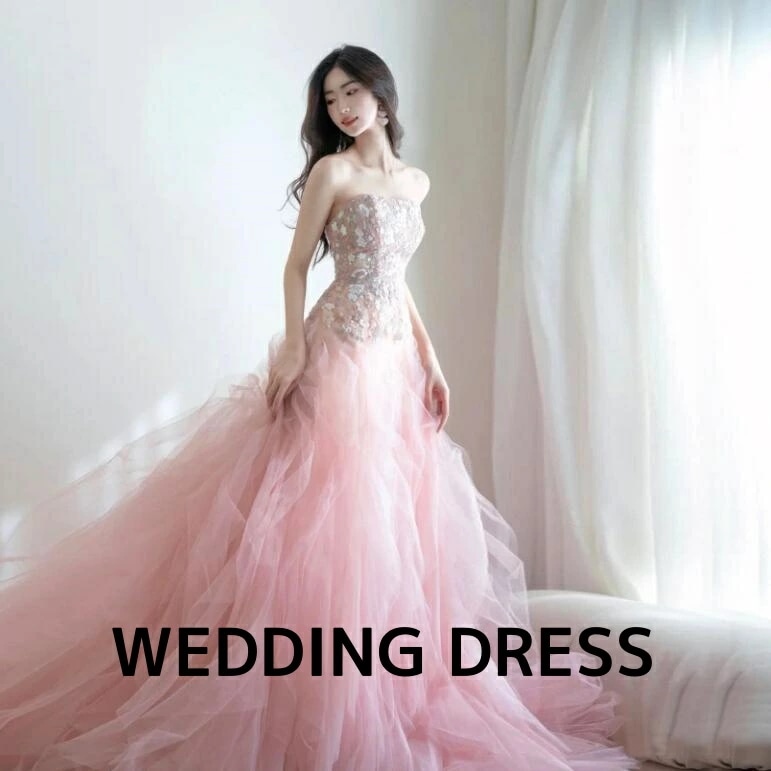 お急ぎくださいレディースドレス 結婚式パーティードレス 成人式 ピンク ウェディングドレス イブニングドレス 着痩せ aライン チュールスカート ロングドレス スウィート オフショルダー 司会 礼服