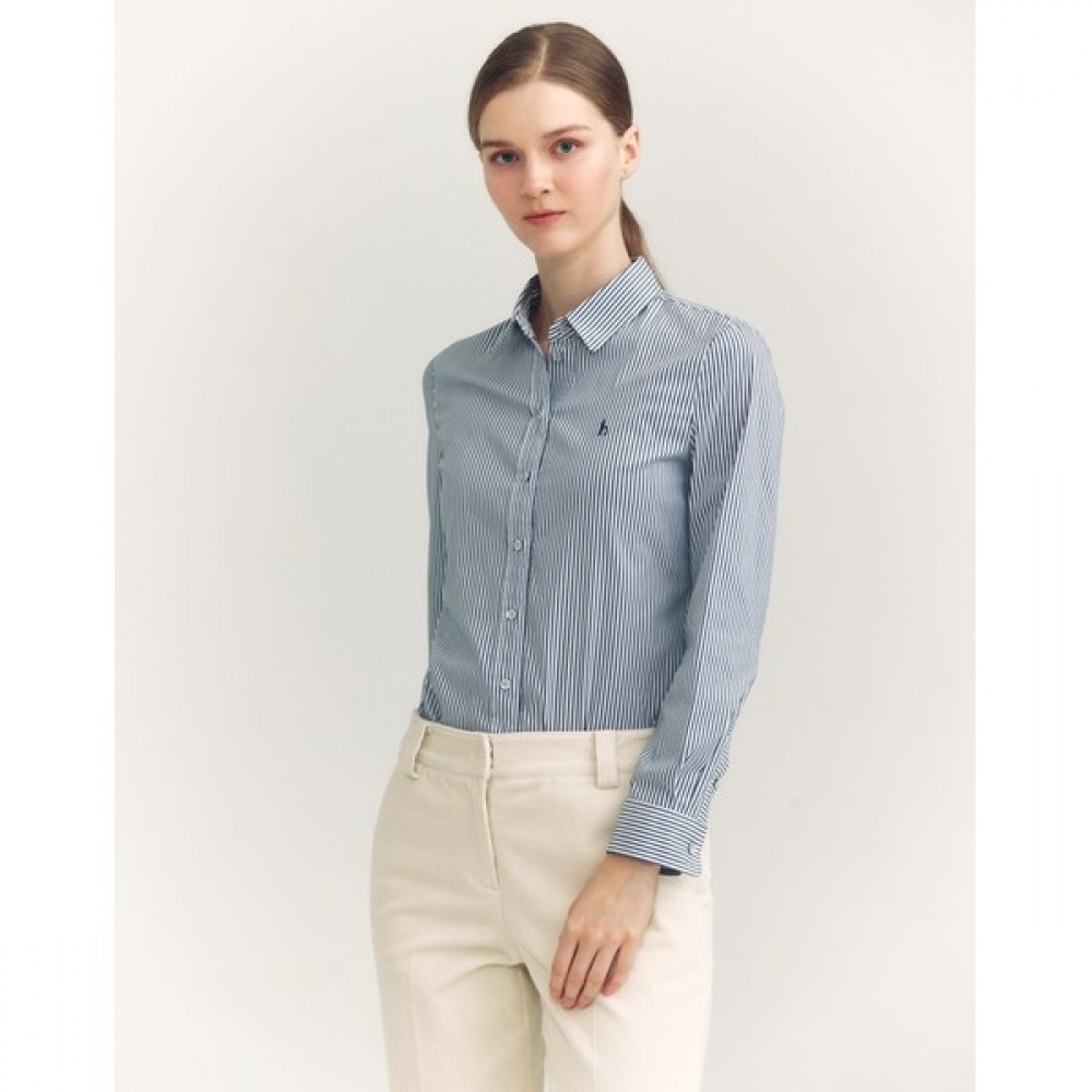 (ヘッジズレディース) 24FW ストライプシャツネイビー HSSH4DC83N2