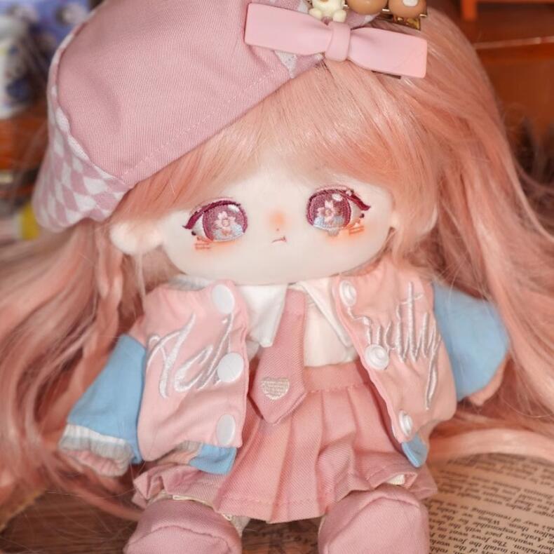【20cm】着せ替えぬいぐるみ 着せ替え人形 ぬいぐるみ 綿人形 きれい 桜色髪桃色目の少女 桜柄目 スケルトン付き可能 ふわふわ お嬢様 お姫様 コットンドール