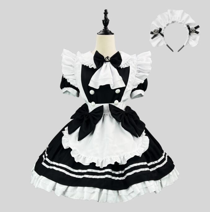 新作 メイド服 ロリータワンピース メイド コスプレ 服 可愛いリボン付き ロリータ服 レディース ハロウィン コスプレ 衣装 可愛い エプロンワンピース 喫茶店 メイド コスプレ衣装 学園祭 文化祭