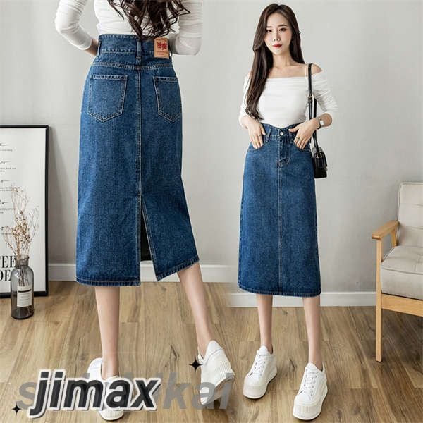 デニムスカート レディース タイト 膝丈 薄手 バックスリット ストリート 春 夏 秋 13,158円