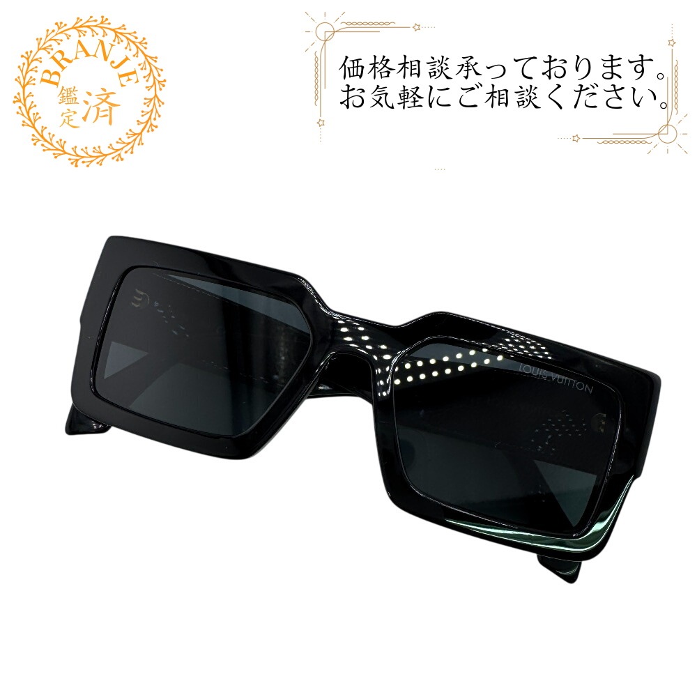Z1579E サングラスLVクラッシュスクエア LVロゴ プラスチック サングラス ブラック ユニセックス