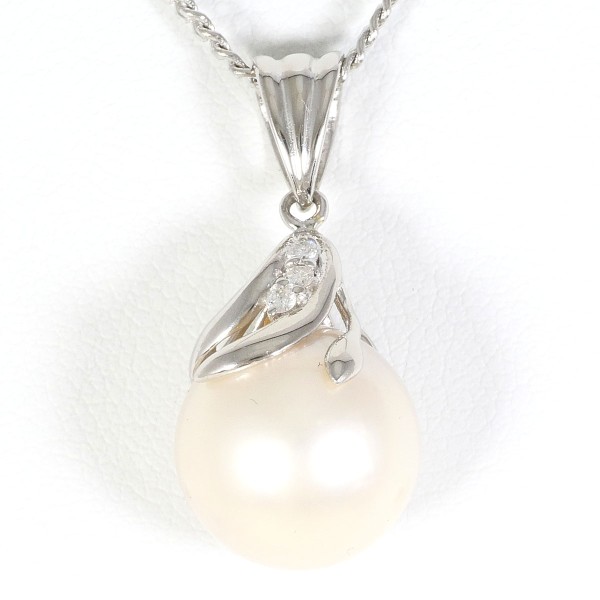 PT900 プラチナ PT850 ネックレス パール(真珠) ダイヤ 0.05 ジュエリー 中古