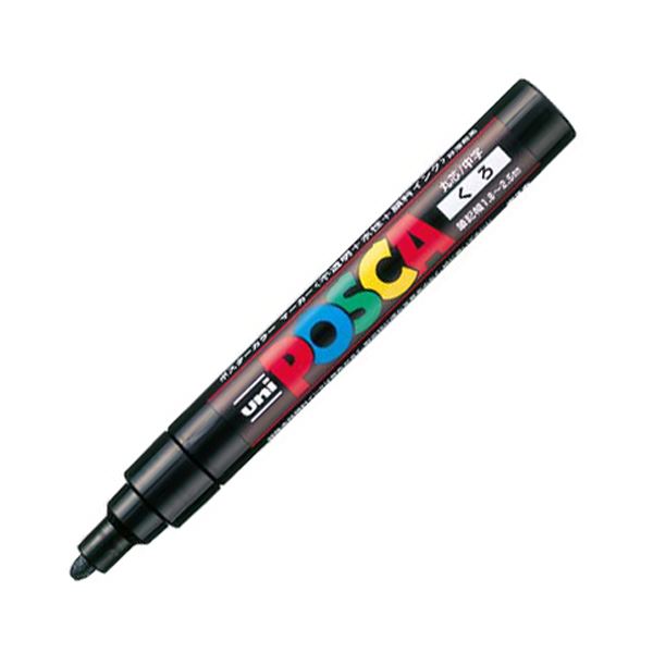 (まとめ) 三菱鉛筆 水性マーカー ポスカ 中字丸芯 黒 PC5M.24 1本 (×50セット)