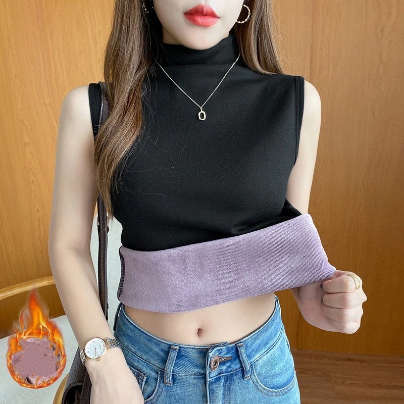 ノースリーブ インナー 新作 韓国 加厚 裹起毛ファッショントップス ハイネック キャミソール ブラトップ レディース きキャミソール ナイトブラ リラックスブラ