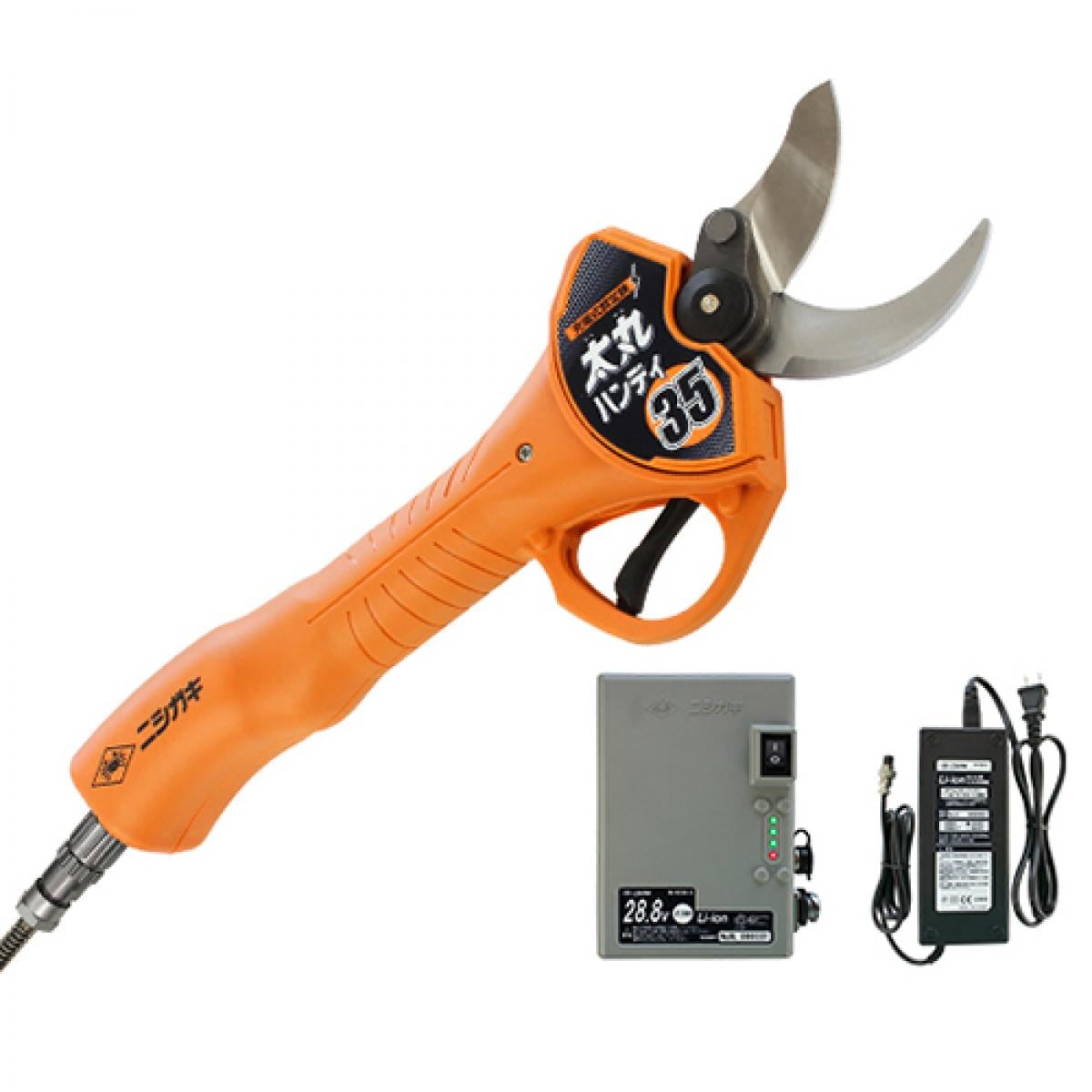 ニシガキ 太丸ハンディ35 【バッテリー充電器付】 N-938 充電式剪定鋏 剪定 枝切 採果 電動 パワーモーター