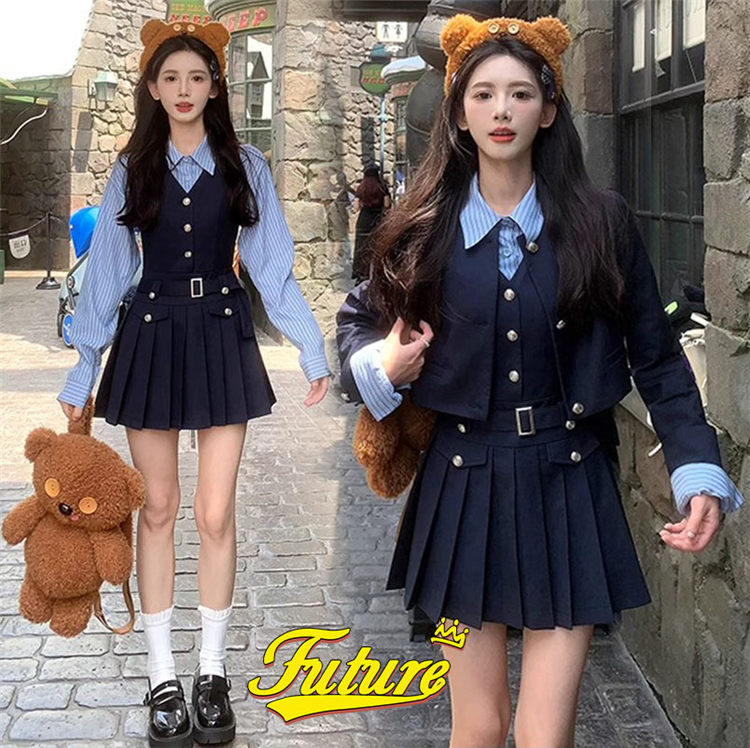 新品 韓国 制服 卒業式 スーツ 女の子 150 160 なんちゃって制服 セット ブレザー シャツ 長袖 ジャンパースカート ハイウエスト 卒服 韓国 制服 卒業式 小学校女子 中学生 高校生 入学