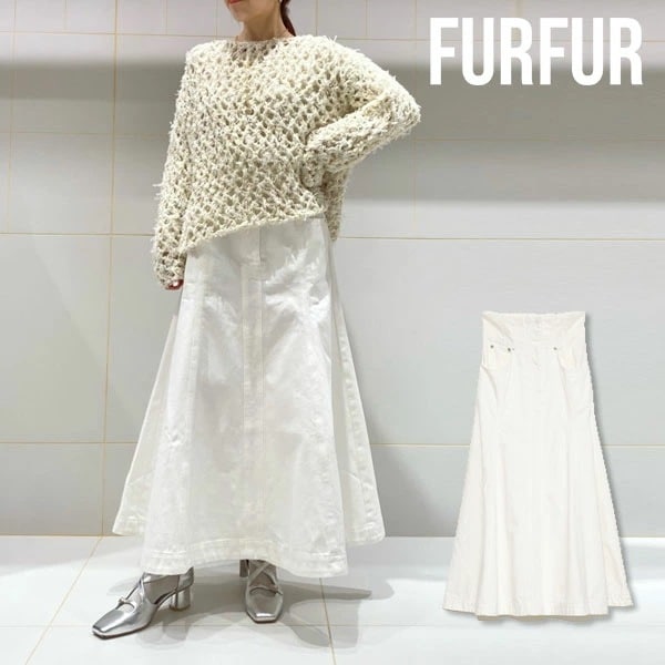 【SALE50%OFF】 【即納】 ファーファー FURFUR ハイウエストデニムスカート スカート ミディアム丈 rwfs221026