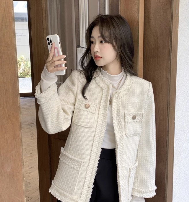 アウター デート モテアイテム ジャケット 長袖 ツイード コットン 大人可愛い きれいめ 上品 おしゃれ かっこいい 大人可愛い ラブリー キュート ガーリー クール モード系 セクシー エレガント