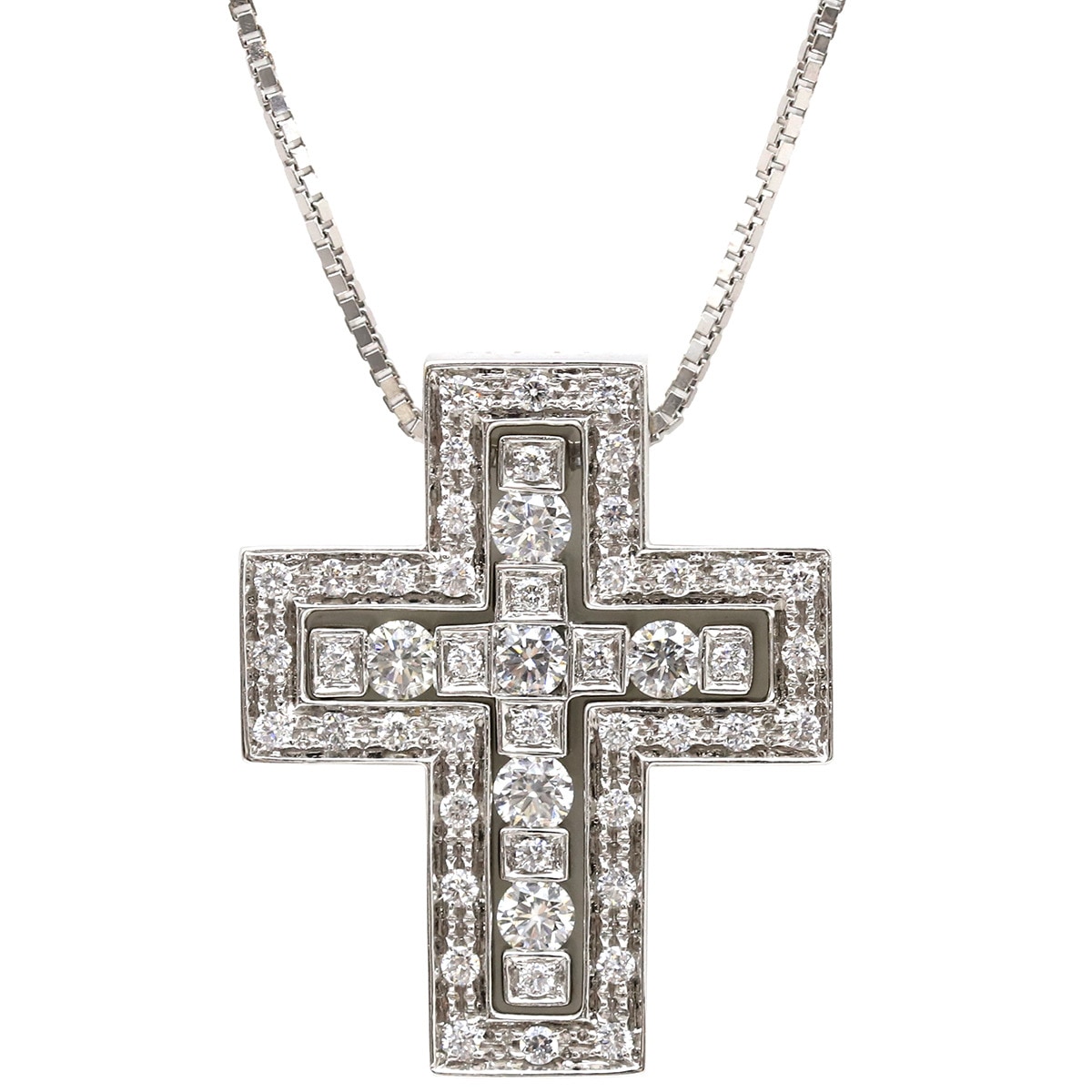 ダミアーニ DAMIANI ネックレス ベルエポック S K18WG ダイヤモンド ホワイトゴールド ペンダント 750 18金 クロス 十字架 ダイヤモンド 20039535 【保証書】【中古】 169,950円
