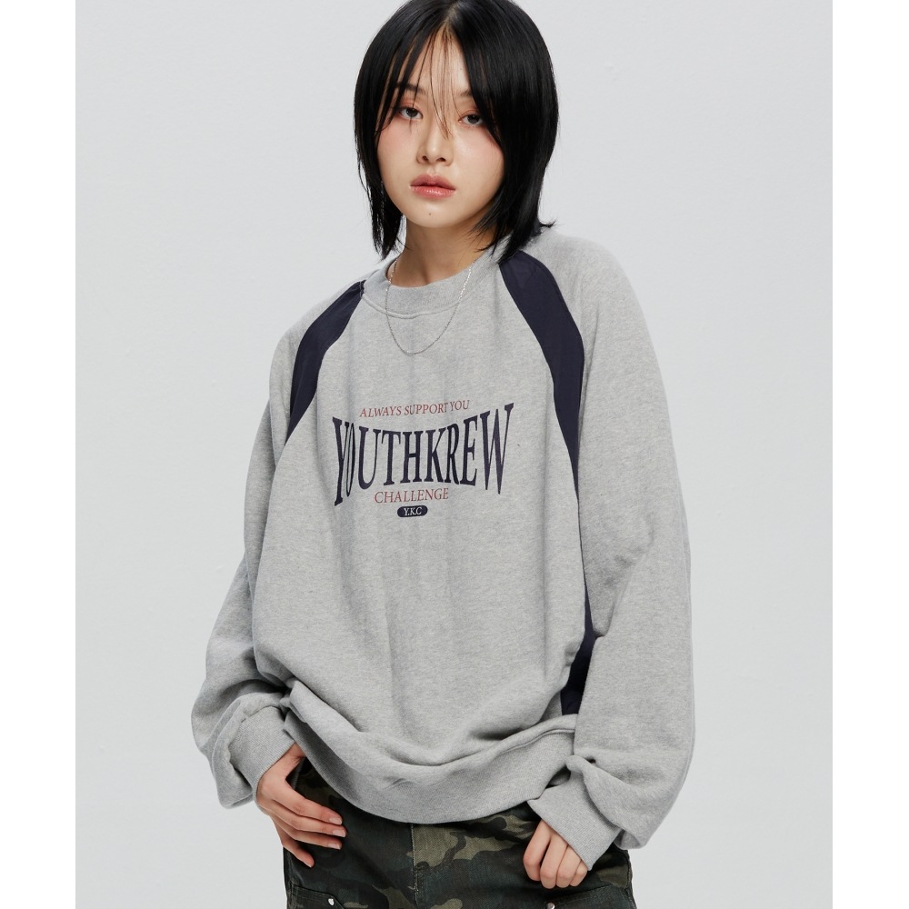 YOUTHKREW YKサイドクルーネック - メランジ
