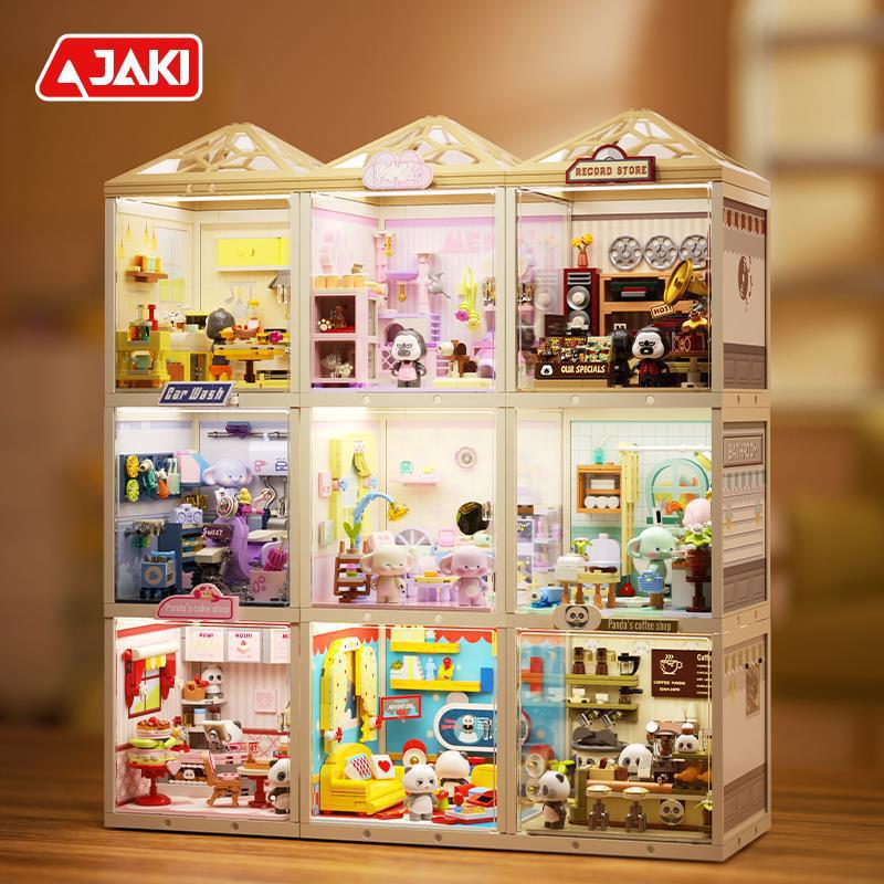 ライトなし佳奇級の小さな町の積み木組み立て玩具モデルDIYホームデコレーション女の子の誕生日プレゼント