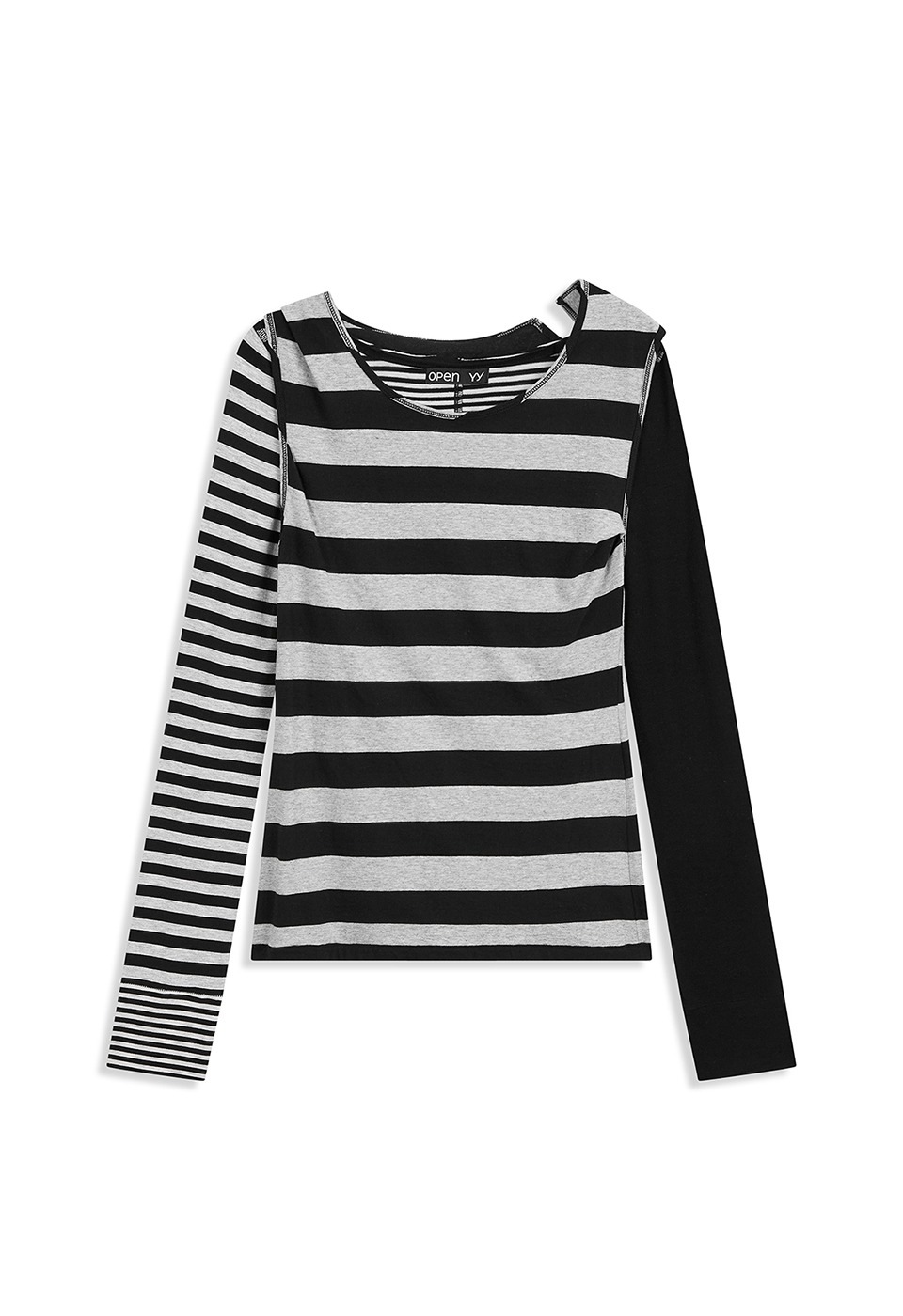 【OPEN Yy】 26SS STRIPE CONVERTIBLE HOOK TOP DRESS : BLACK