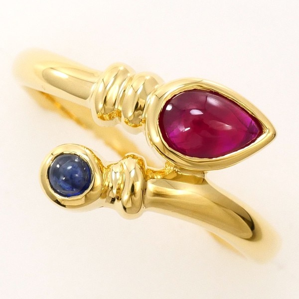 K18 18金 YG リング 10.5号 ルビー サファイア 中古