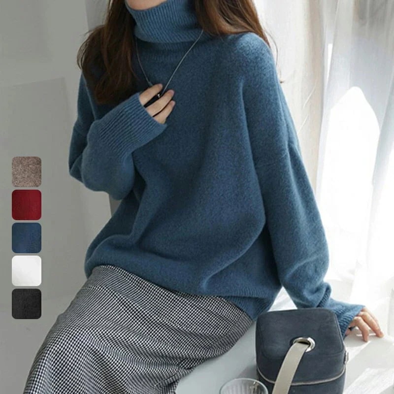 体型カバー タートルネック インナー ニット 秋冬 ニットソー プルオーバー セーター レディース チュニック ゆったり ニットセーター ハイネック 無地 ハイネックニット ニットウェア カットソー