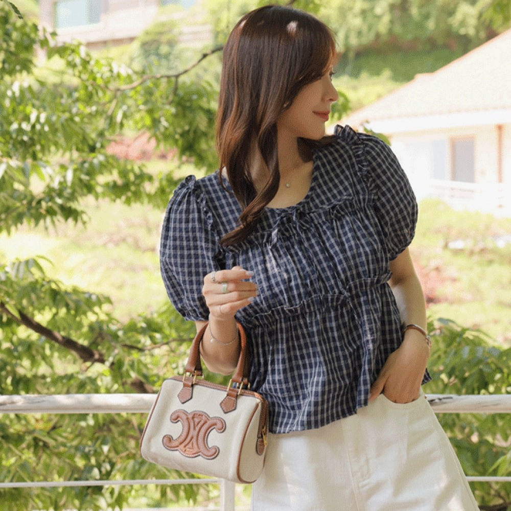 クリック＆ファニー ジャレットチェックパフブラウス 5,042円