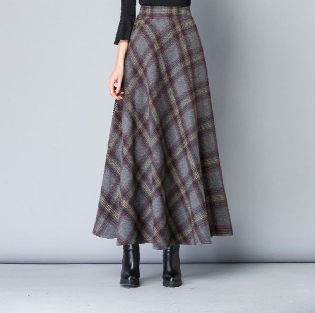 レディース スカート ロング Aライン ポケット ハイウエスト かわいい 大人可愛い きれいめ 上品 おしゃれ こなれ感 エレガント フォーマル 都会的 クラシカル ベーシック ナチュラル チェック