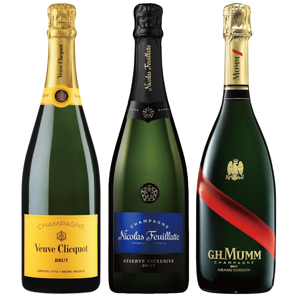 フランス産 厳選銘柄 シャンパン 3本セット / ヴーヴ・クリコ イエロー