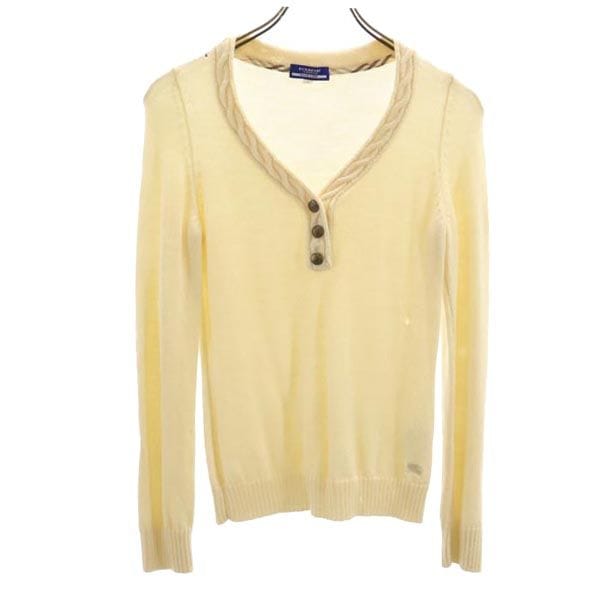 バーバリーブルーレーベル 三陽商会 長袖 Vネック ハーフボタン ニット セーター 38 アイボリー BURBERRY BLUE LABEL レディース 5,273円