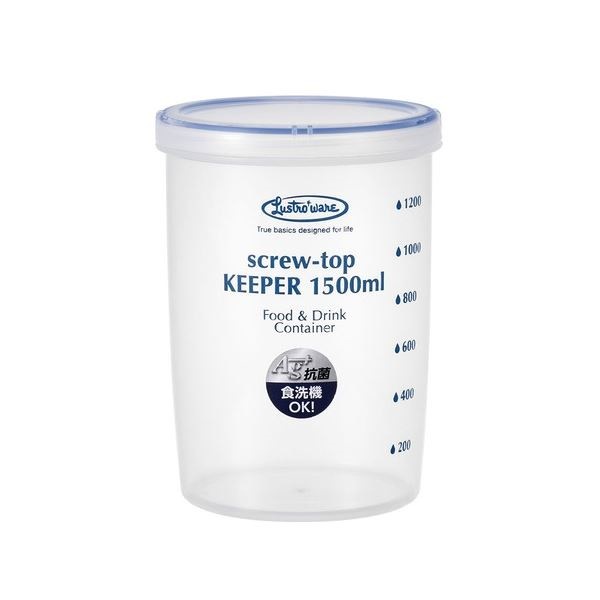 （まとめ） スクリュートップキーパー/保存容器 1500ml 深型 食洗機可 冷凍保存可 抗菌 完全密封 60個セット