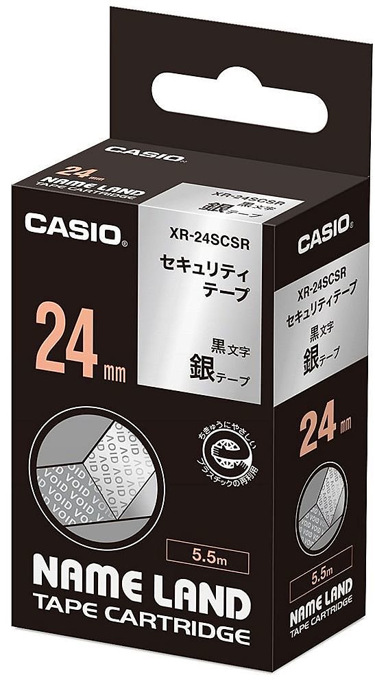 （まとめ買い）カシオ ネームランドテープ セキュリティテープ 24mm 銀地/黒文字 XR-24SCSR [x3]