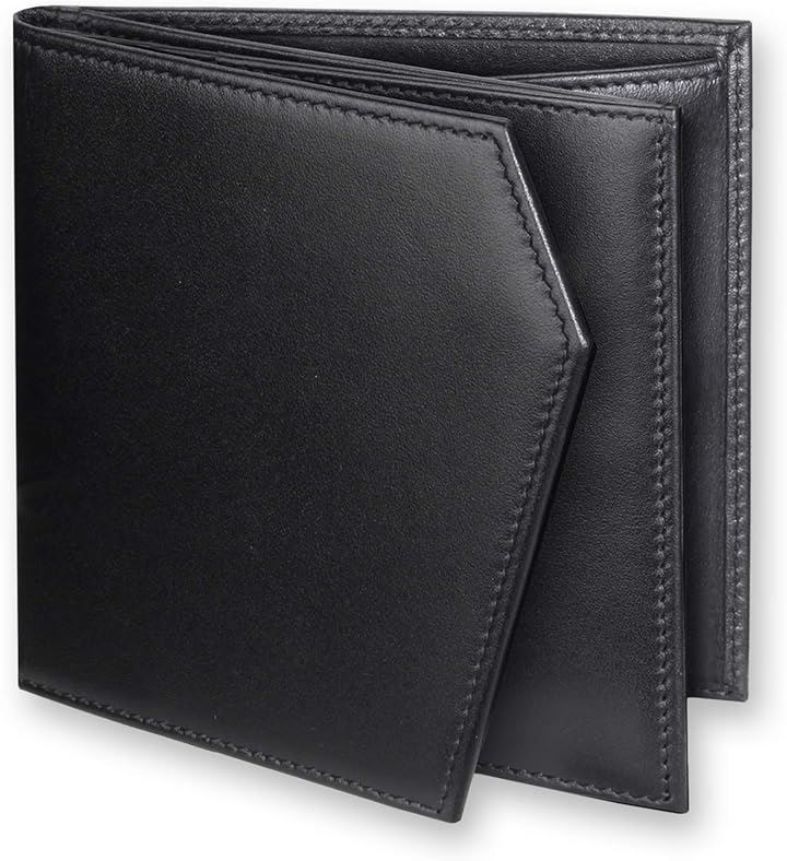 財布 二つ折り メンズ 牛革 薄い コンパクト 小銭入れ 有り PLUSタイプ(Black)