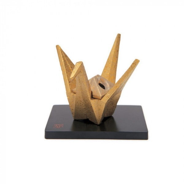 香炉 折鶴 敷台付(鉄製) 高岡銅器 79718