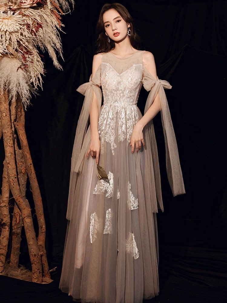 ロングドレス パーティードレス イブニングドレス チュール リボン ウェディングドレス 花嫁ドレス フォーマル ワンピース 結婚式 披露宴 演奏会