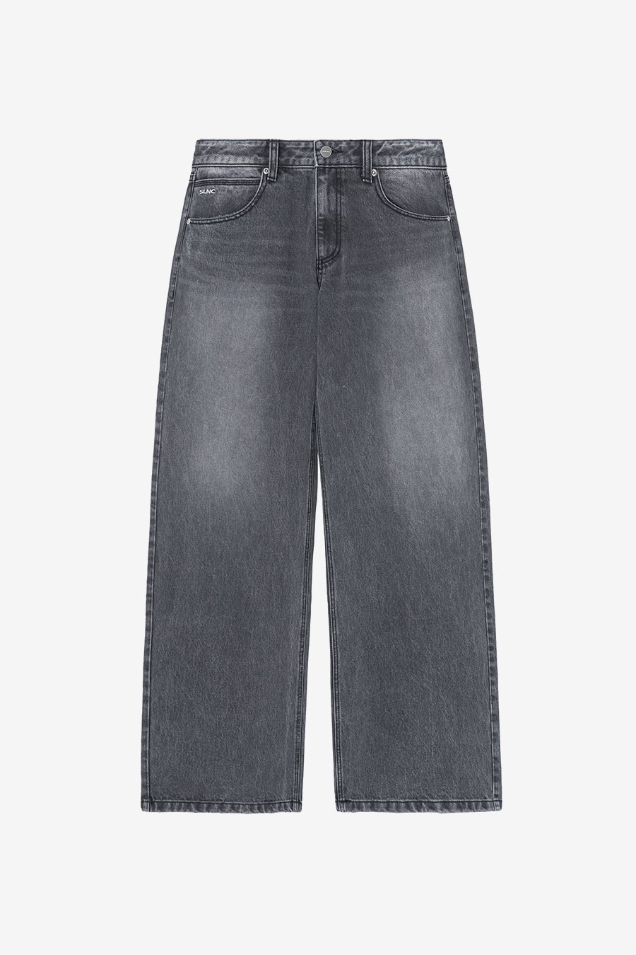 【INSILENCE】 [CALIK] LOW-WAIST WIDE JEANS : ASH GREY