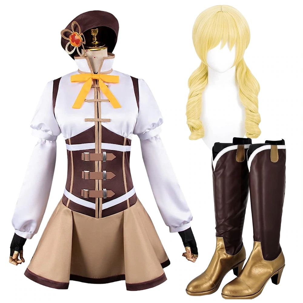 巴マミコスプレ衣魔法少女まどかマギカ巴マミともえまみウィッグ靴付きイベントパーティー変演出服クリスマスパーティー