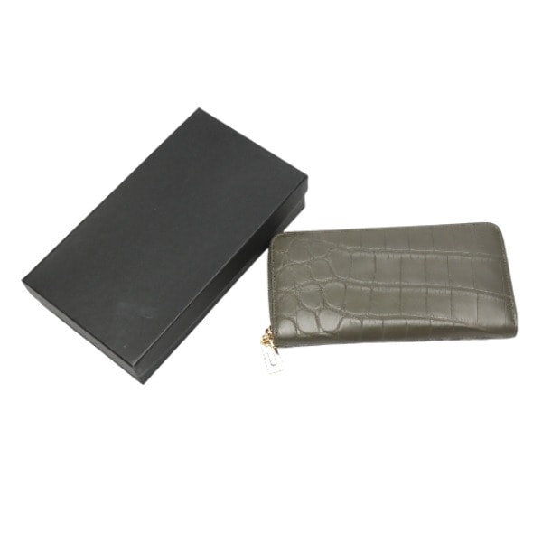 クロコダイルC-52658-04 ラウンドファスナー長財布 グレー