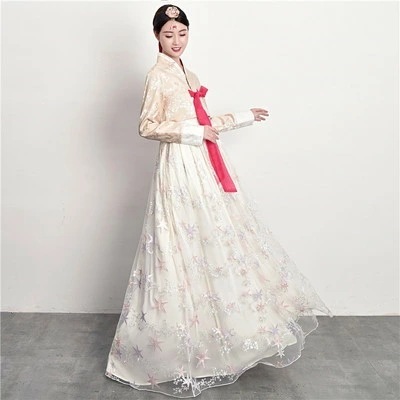 14色展開　韓国服　韓国ドレス　韓服宮廷風チマチョゴリ　中国朝鮮族服　上下2点セット/ステージワンピース　撮影演出舞台服 韓流ドレス朝鮮族服　学園祭コスプレ衣装　普段着　イベント 　コスチューム レー
