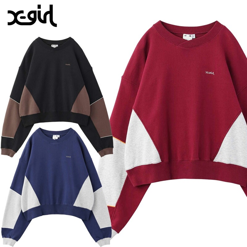 エックスガール BICOLOR WIDE SWEAT クルーネック スウェット レディース
