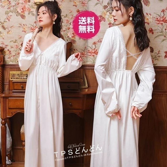 ネグリジェ パジャマ レディース パジャマ ワンピース ルームウェア 長袖 姫系 可愛い レディース 部屋着 ワンピース 寝巻き 寝間着 春夏秋冬 パジャマ レディース 綿 大きいサイズ ナイティ ル