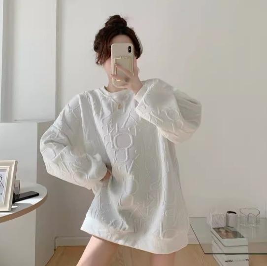 レディース トップス プルオーバー トレーナー 丈長 長袖 萌袖 ラウンドネック ワイド かわいい 大人可愛い きれいめ シンプル カジュアル 上品 おしゃれ かっこいい こなれ感 ラフ ガーリー