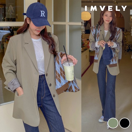 [IMVELY イムブリー公式] トレンディ―ムードオーバーフィットジャケット 韓国ファッション