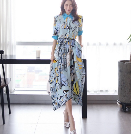 【取寄：納期2週間】リゾートワンピース レディース ロングワンピース シャツワンピース 夏 春夏 大人 きれいめ 大きいサイズ 体型カバー ハイウエスト 上品 エレガント リゾートワンピース 5,382円