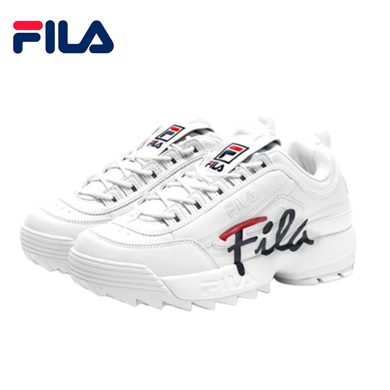 FILA フィラ Disruptor2 Script Unisex 厚底スニーカー White