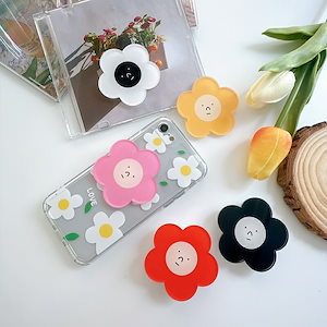 スマホグリップ 韓国 花 スマイル フラワー スマホリング スタンド かわいい