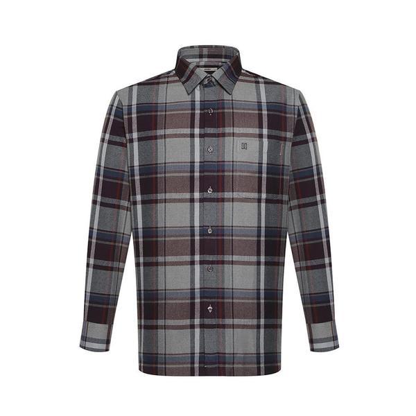 裏起毛ポリ混紡ラージチェックシャツ レギュラーフィット レッド___DKW2SHCL133R1