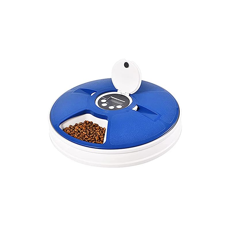 ブリシア ペットフィーダー 猫犬用 6食分 自動給餌器 ペット食器 自動 えさやり ドライウェットフード対応 ペットフードオートフィーダー 24時間インターバルタイマーセット (インターバルタイマー