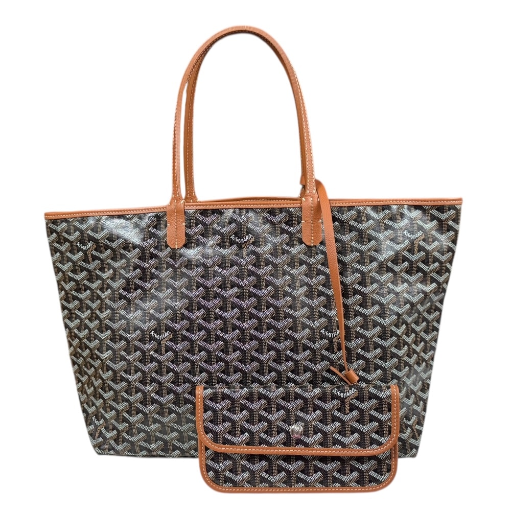 ゴヤール サンルイPM トートバッグ PVCコーティングキャンバス ブラウン GOYARD 中古 美品