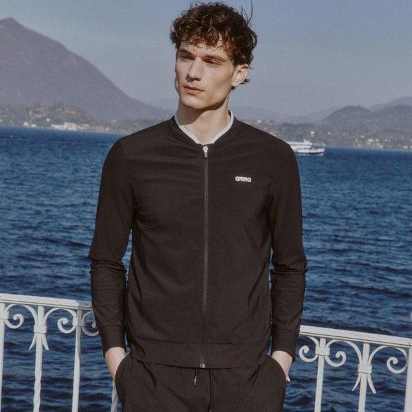 男性用ビーチトップ エイデン ジップアップ ラッシュガード (A5SM1RR01BLK)