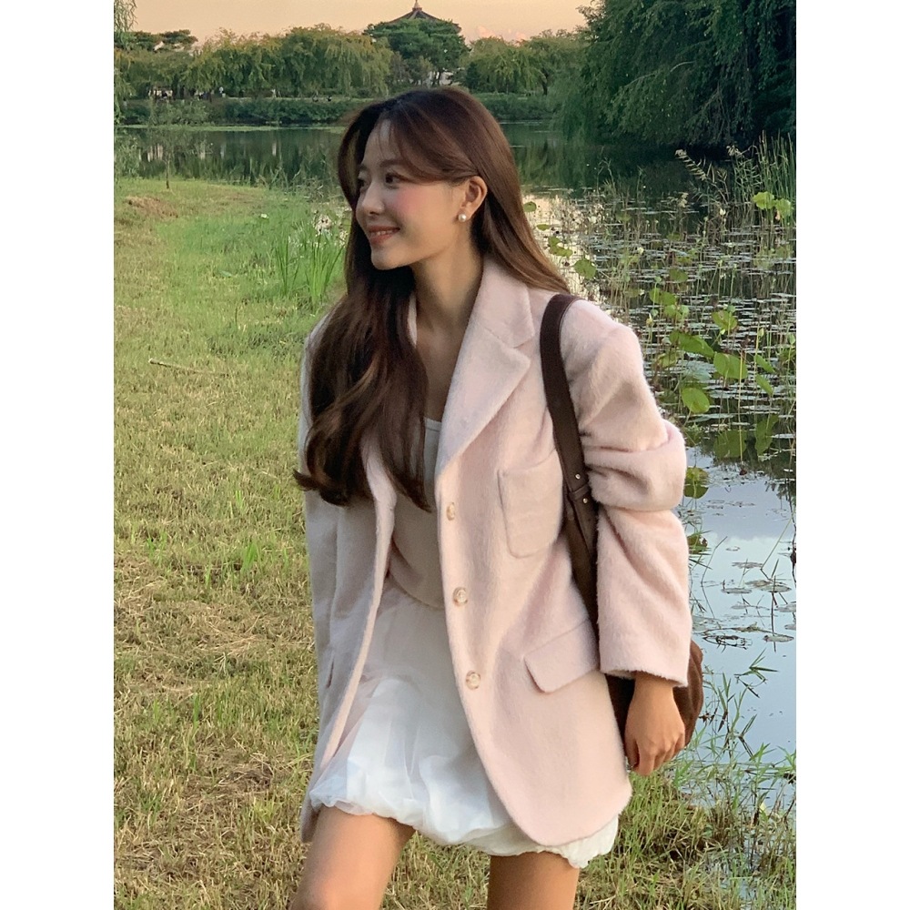 マーガリンフィンガーズヘアリーウールジャケット (ライトピンク)