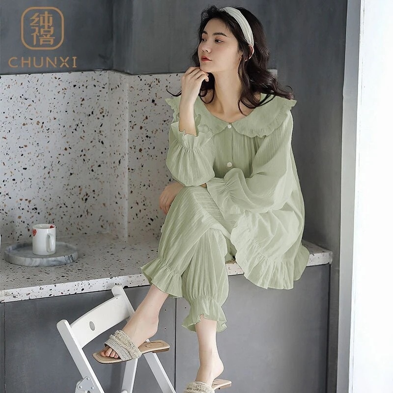 パジャマの女性のとの純綿のの女性のホームウェア薄いネットレッドホットスタイルは2ピースのスー