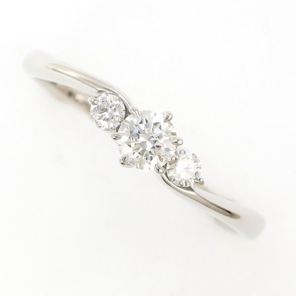 PT900 プラチナ リング 14号 ダイヤ 0.21 VVS2 ダイヤ 0.10 鑑定書 中古