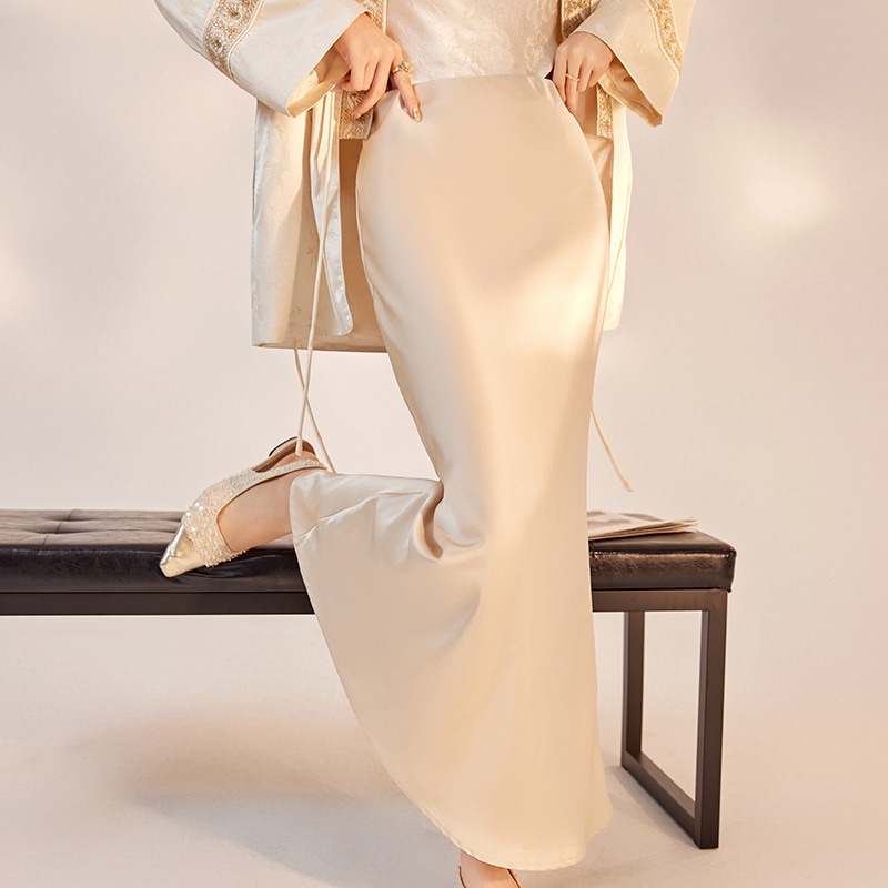 秋のチャイニーズスタイル新しい中国スタイルハイエンドロングアインラインスカート用汎用シンプルシンプルスリムスカート女性m8126