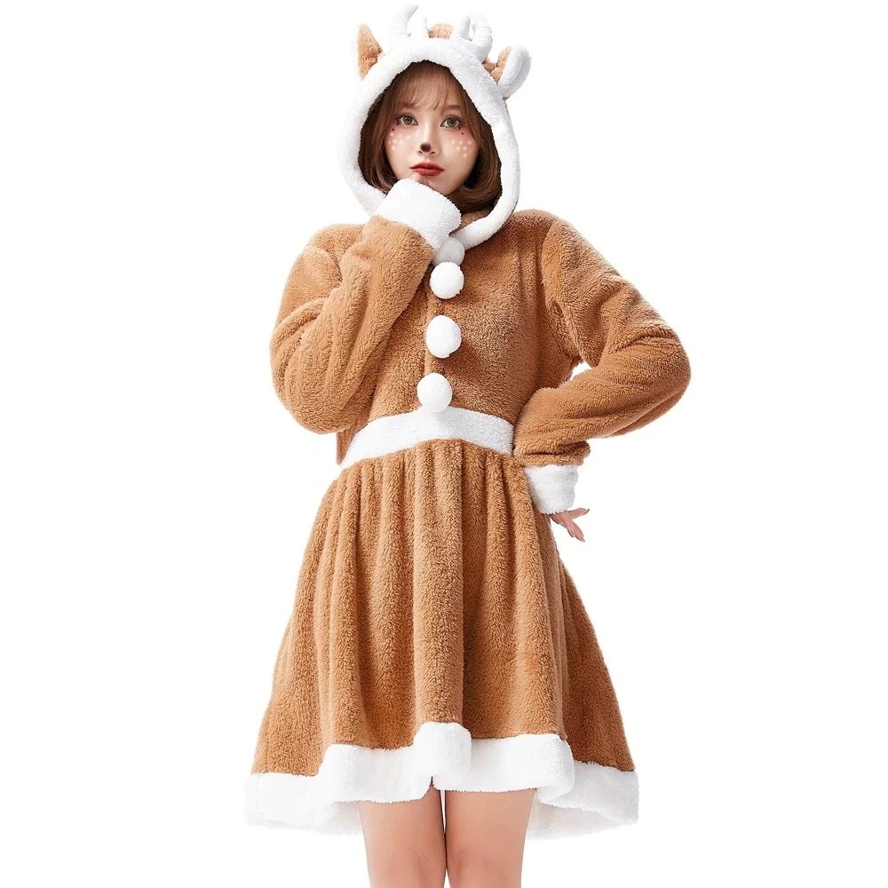 涼しく楽ちんセットアップ ハロウィンクリスマスパーティー欧米映画テレビセクシー気質女性動物服サンタクローストナカイコスプレショー服ファッションファスナー個性かわいい仮装舞踏会お衣装を演じるワンピース