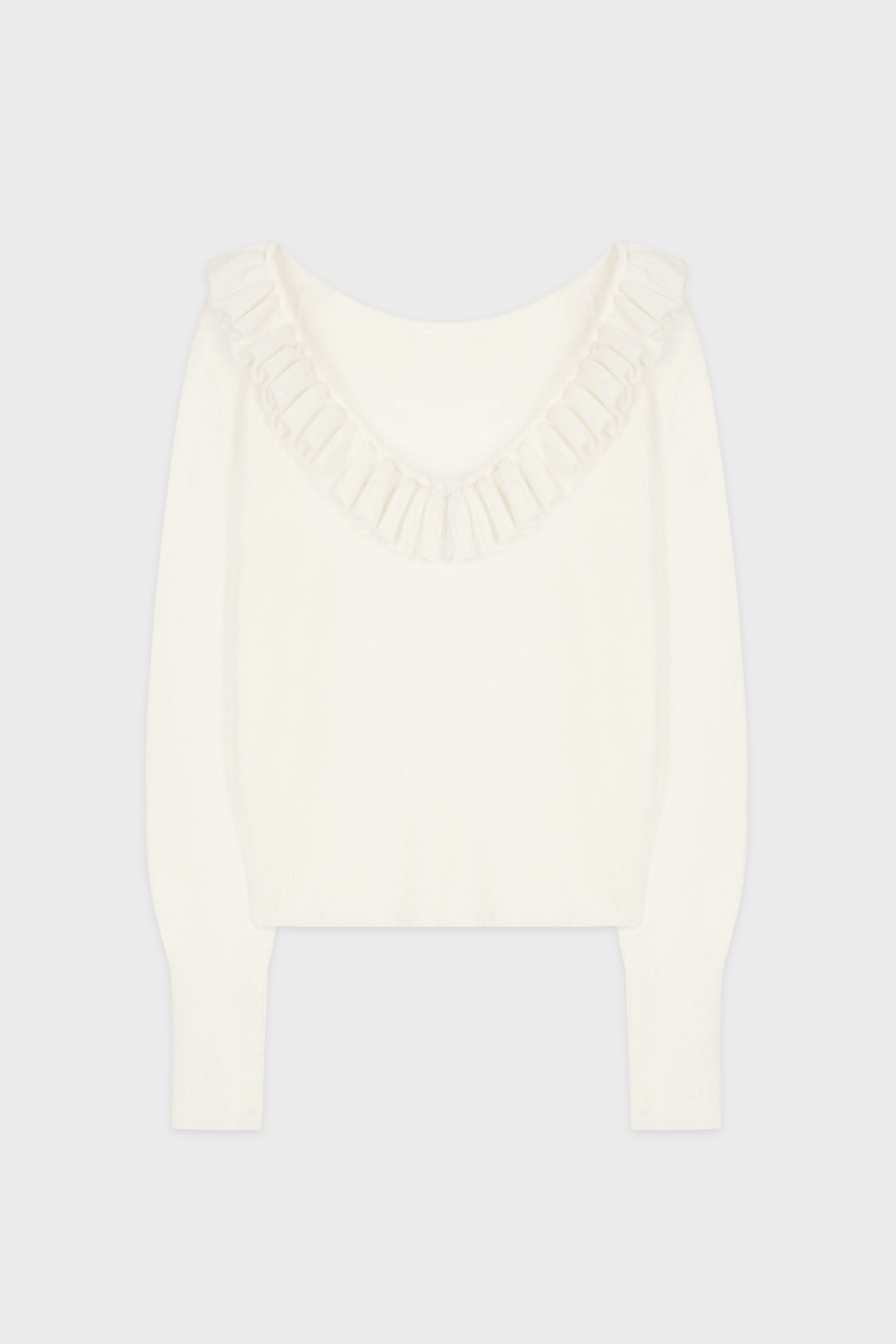 【SINOON】 FRILL TWO_WAY RAGLAN KNIT : CREAM