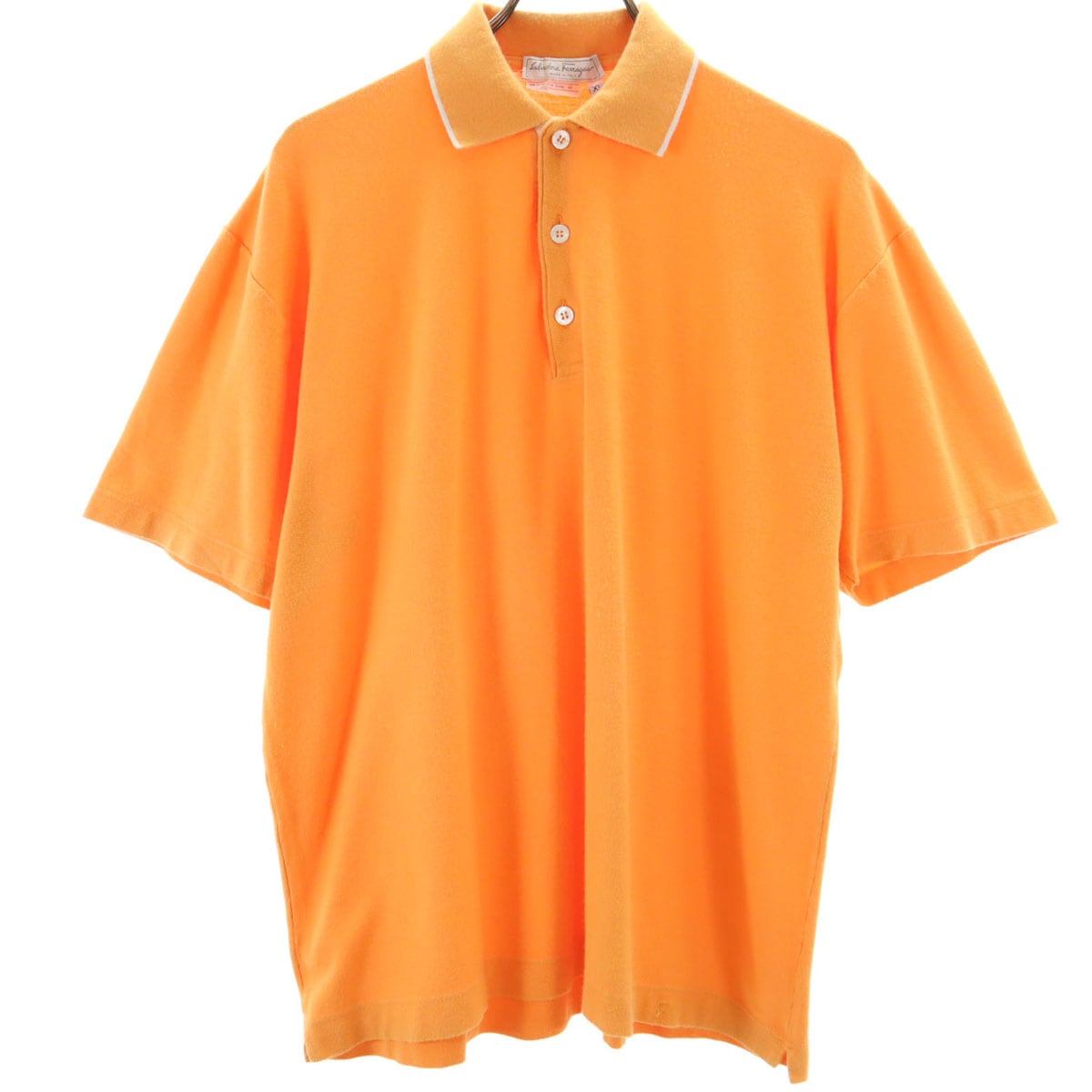 Salvatore Ferragamo サルヴァトーレフェラガモ イタリア製 半袖 ポロシャツ XL オレンジ メンズ 古着